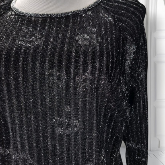 Vintage 80s Missoni Italy Metallic Face Print Lurex Knit Sweater M Art to Wear - Picture 10 of 13